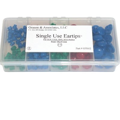 Grason OT Series TEOAE Eartip Kit in Plastic Box - 175/kit (25 of ea 4.8mm - 16mm)