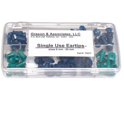 Grason Flat Style Eartip Kit in Plastic Box - 70/kit (10 of each size eartip)