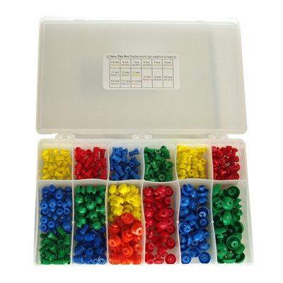 Grason MO Series Eartip Kit in Plastic Box - 375/kit (25 of each size eartip)